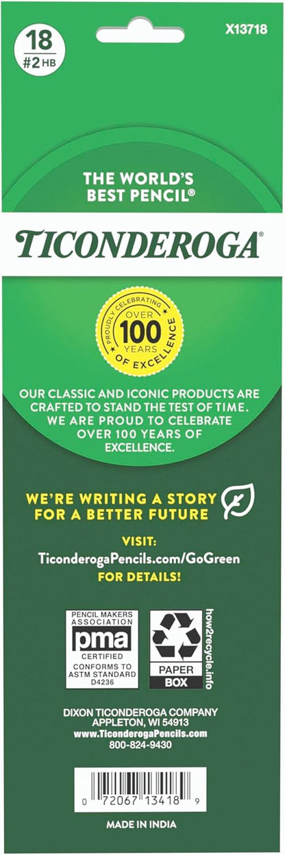 Ticonderoga Wooden Pencils, Pre-Sharpened, 2 HB Soft, Pastel Colors, 18 Count