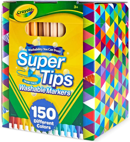 Crayola Super Tips Marker Set (100ct), Fine Point Washable Markers, Drawing Markers for Kids & Adults, Create Thick & Thin Lines, Art Supplies, Ages 3+