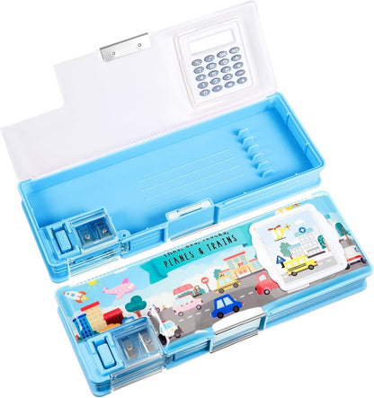 Henoyso Multifunctional Pencil Box for Girls Butterfly Pencil Case with Calculator and Sharpener Cool Cute Pencilcase School Supplies Essentials Christmas Birthday Gift Present for Kids Teens