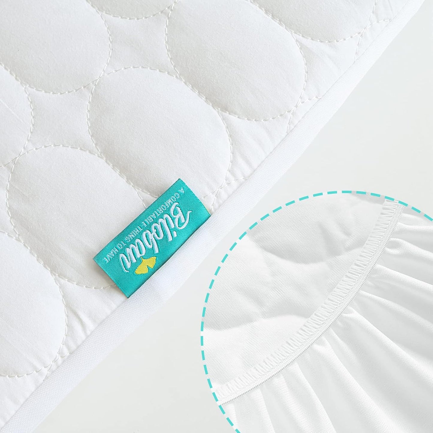 Crib Mattress Protector Sheets Waterproof 2 Pack, Quilted Crib Mattress Pad Cover Fitted Fits for Toddler Bed Mattress, White, 52” x 28”