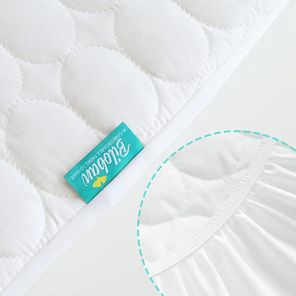 Crib Mattress Protector Sheets Waterproof 2 Pack, Quilted Crib Mattress Pad Cover Fitted Fits for Toddler Bed Mattress, White, 52” x 28”