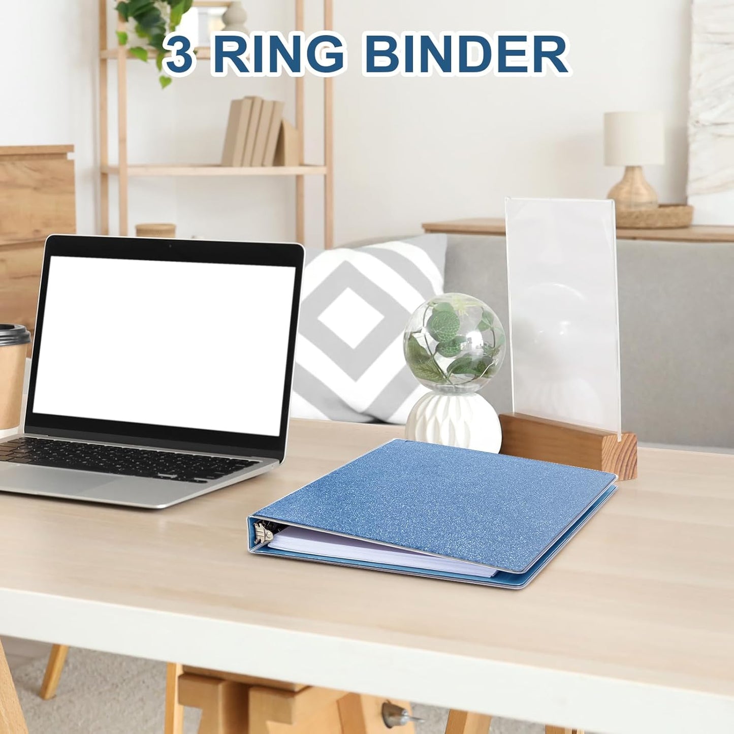 EYROZILL 3 Ring Binders 1 Inch Round Rings Binder Gold Binder Holds 8.5" x 11" Letter Size 300 Sheets, Waterproof, Gold