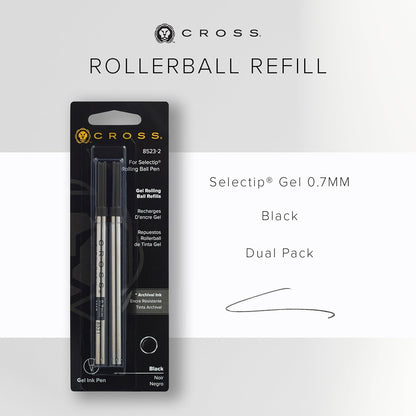 Cross Selectip Gel Rollerball Pen Refill, Medium Point, Black, 2-Pack (8523-2)