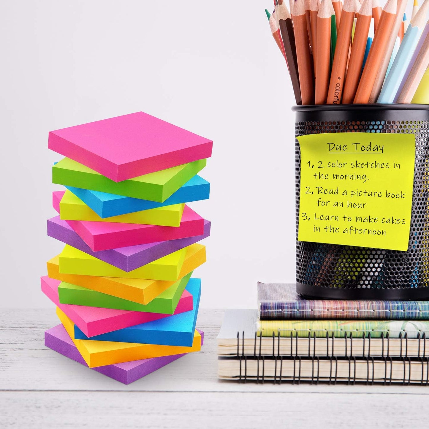 Sticky Notes 3x3 Self-Stick Notes Pads with 6 Bright Colors, Easy to Post for Office, Shool, Home, 6 Pads/Pack, 100 Sheets/Pad (Purple)