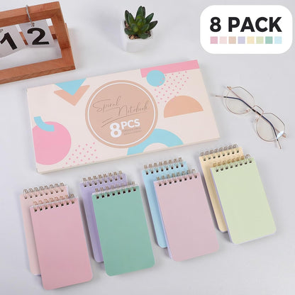 SKYDUE Small Notebooks, 3x5 Pocket Notepads with Aesthetic Covers, Mini Spiral Notebook with Lined Pages for Work Nursing School Essentials, Set Of 8