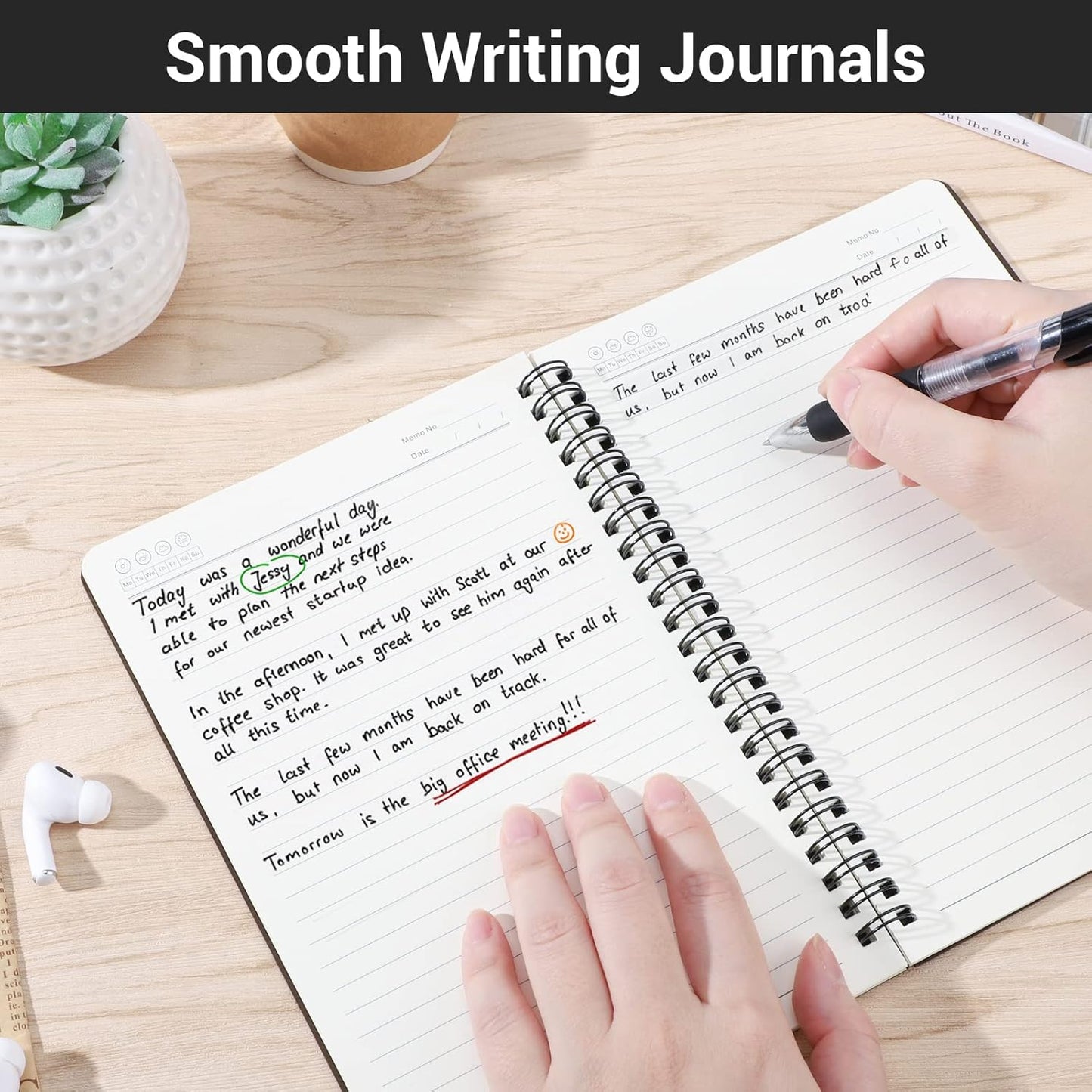 EUSOAR Spiral Notebook, A5 12packs 5.5"X8.3" 120 Pages Lined Travel Writing Notebooks Journal, Memo Notepad Sketchbook, Students College Office Business Subject Diary Ruled Book Journal-Black Cover
