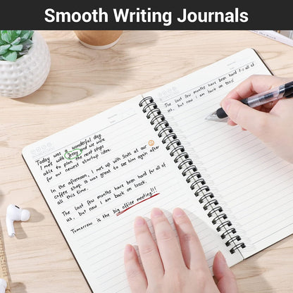 EUSOAR Spiral Notebook, A5 12packs 5.5"X8.3" 120 Pages Lined Travel Writing Notebooks Journal, Memo Notepad Sketchbook, Students College Office Business Subject Diary Ruled Book Journal-Black Cover