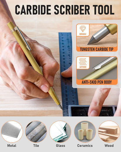 Nicpro 16 Pack Mechanical Carpenter Pencil Set with 42 Refill & Carbide Scribe Tool, Construction Pencils Heavy Duty Woodworking Pencils for Architect