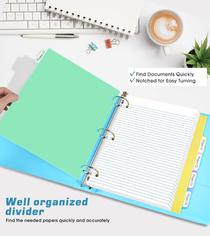 3 Ring Binder 1.5 inch，Cute Binder Organizer with 5 Tab Dividers Fits 175 Sheets of 8.5x11 Paper,Customizable Clear Cover with Inside Pockets,Aesthetic 1.5" Three Ring Binders for School Office,Purple