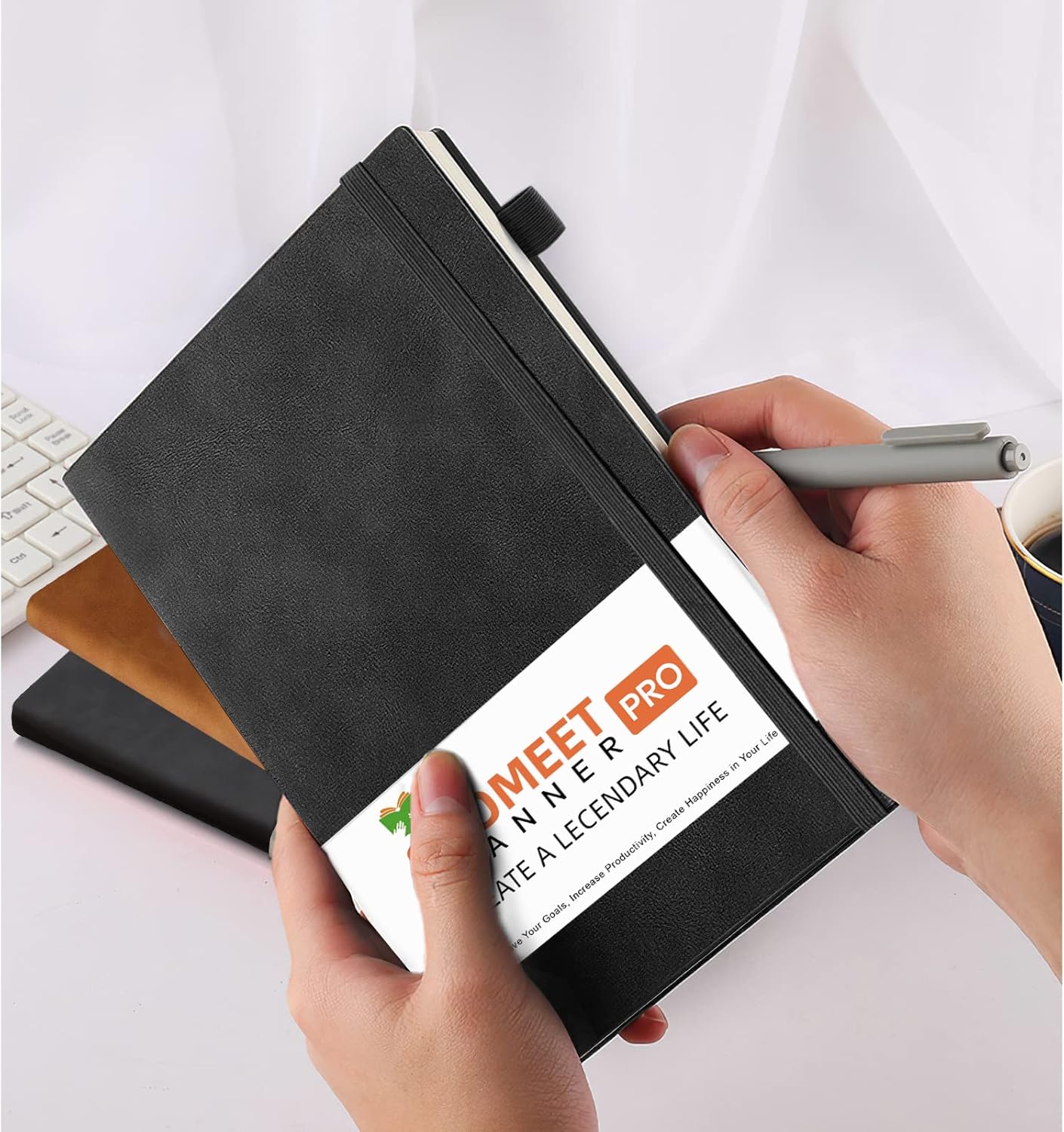 Lined Journal Notebook, 200 Pages, Leather Hardcover Notebooks, A5 College Ruled Thick Classic with Pen Loop Notebook Journals for Writing, for Women Men Office School, 5.75'' X 8.38'', Brown