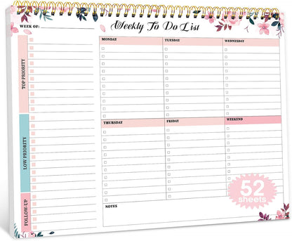 Taja Weekly To Do List Notepad with 52 Undated Sheets（8.5"×11"）- Weekly Desk Planner for Women & Man, Work and Home -1 Pack Violet Dream