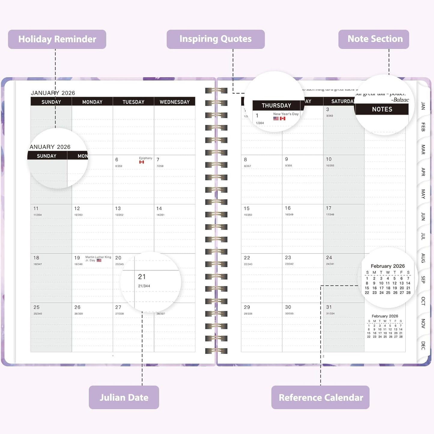 Planner 2026-2027, Weekly and Monthly Academic Year Calendar Planner, July 2026 - June 2027, Daily Agenda Book for Office School Supplies, A5(6.3'' x 8.5'')