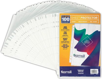 Samsill Sheet Protectors, 8.5 x 14 Inch Document Protectors for Legal Binder, Heavyweight, Clear, Legal Size, Top Loading, Acid Free, 30 Pack