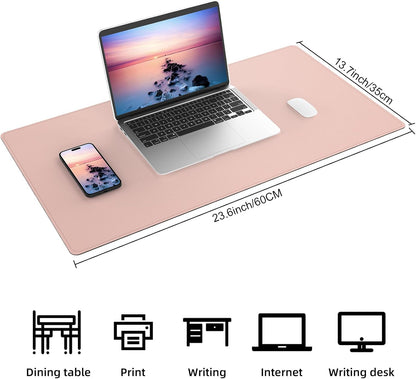 Large Desk Mat 47.2" x 17" Leather Desk Pad Protector with Natural Cork & PU Leather, Non-Slip Office Desk Mat, Large Mouse Pad, Waterproof Desk Blotter pad for Office&Home(Black)