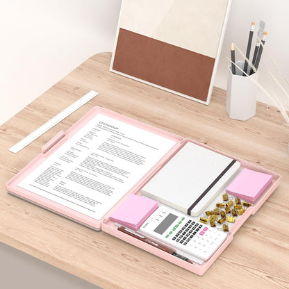 Rimilak Plastic Clipboard with Storage, Side Opening with 2 Compartment, Size 13.3 x 9.4 x 1.5 Heavy Duty High Capacity Nursing Box for Work School & Office Supplies, Black