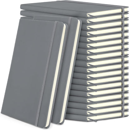 Honoson 20 Pack Lined Journal Notebooks A5 Hardcover Executive Notebook 5.5" x 8.3" PU Leather Wide Ruled Journals Bulk with Elastic Band for Home Business Office School Supplies(Black)