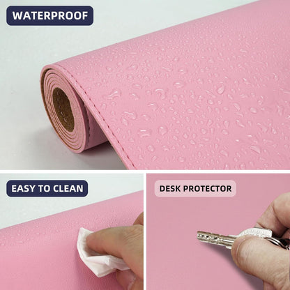 Large Desk Mat 47.2" x 17" Leather Desk Pad Protector with Natural Cork & PU Leather, Non-Slip Office Desk Mat, Large Mouse Pad, Waterproof Desk Blotter pad for Office&Home(Black)
