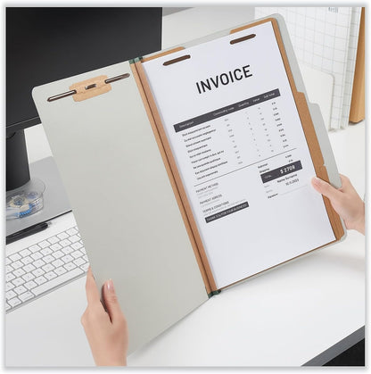 Universal Pressboard Classification Folder, Legal, Six-Section, Gray, 10/Box (10282)