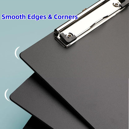 Plastic Clipboards, [Pack of 2] A4 Clipboard Folder 12.5x9 Inch Clip Boards with Secure Hold for Office & Classroom Supplies - Black