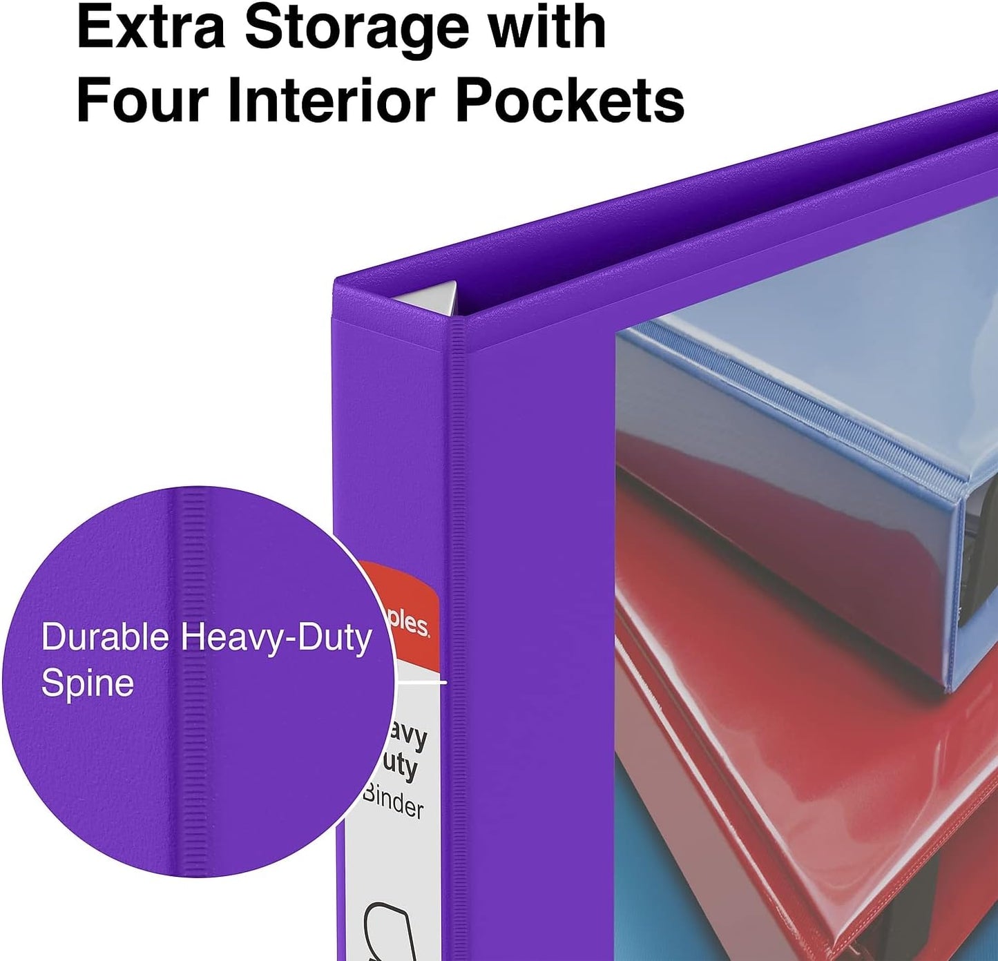 Staples Heavy-Duty 2-Inch D-Ring View Binder, Reinforced Spine, Holds Up to 450 Sheets, Gray, for Office & School