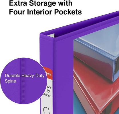 Staples Heavy-Duty 2-Inch D-Ring View Binder, Reinforced Spine, Holds Up to 450 Sheets, Gray, for Office & School