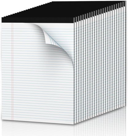6 Pack Legal Pads 8.5 x 11 College Ruled Notepads, White Note Pads 8.5'' x 11'' Writing Pads Narrow Ruled Lined Paper Pads, 30 Sheets Per Note Pad, Legal Notepads for Work Study Daily Note Taking List