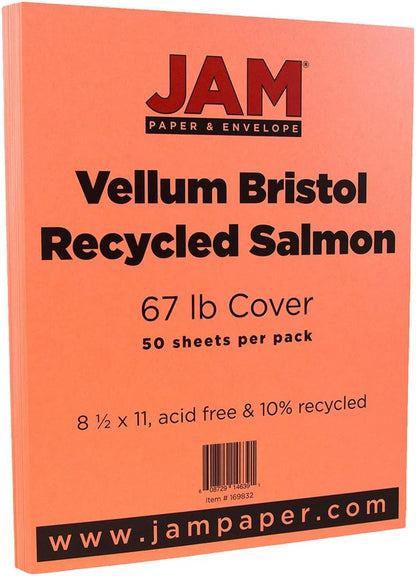 JAM PAPER Vellum Bristol 65lb Cardstock - 8.5 x 11 Coverstock - 147 gsm - Cream - 50 Sheets/Pack