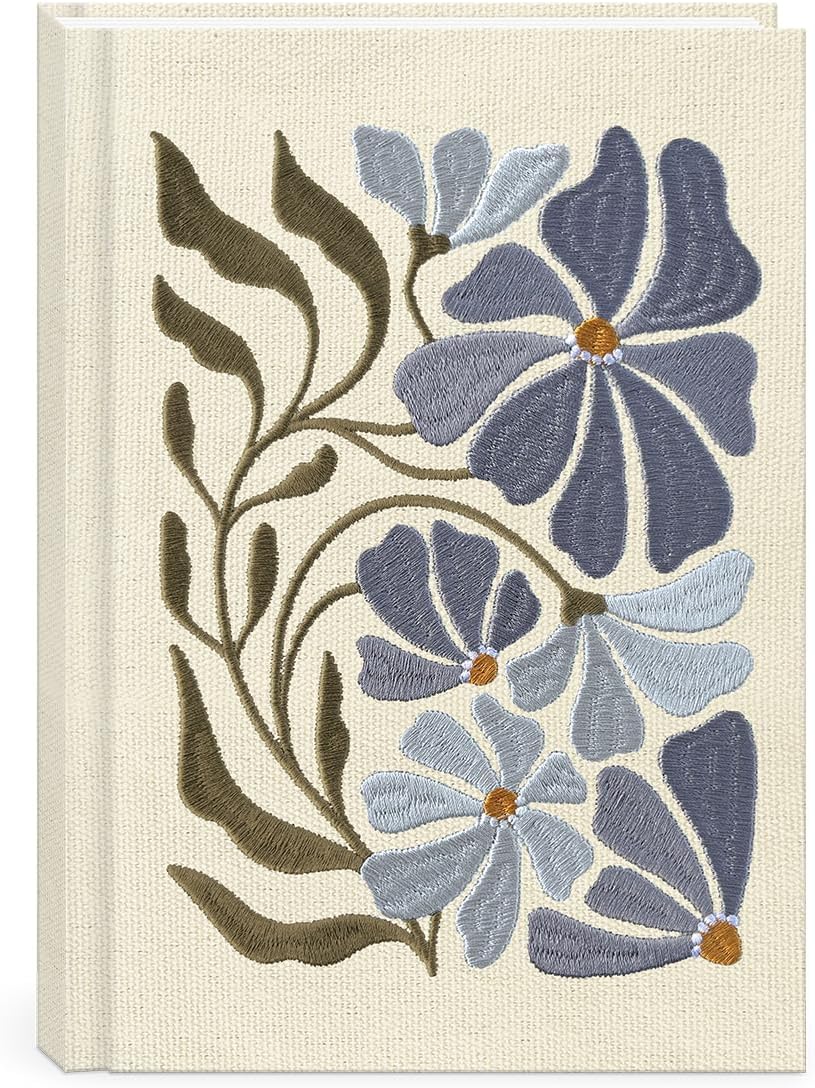 Lady Jayne Embroidered Canvas Hardcover Journal with 192 Lined Pages, 6” x 8.5” – Flower Market Poppy (83289)