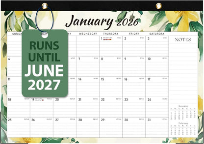 2026 Desk Calendar, Large Desktop/Wall Monthly Calendar (Jan. 2026 - Jun. 2027) 17'' x 12'' School Year Desk Planner for Teacher Family School Office Supplies
