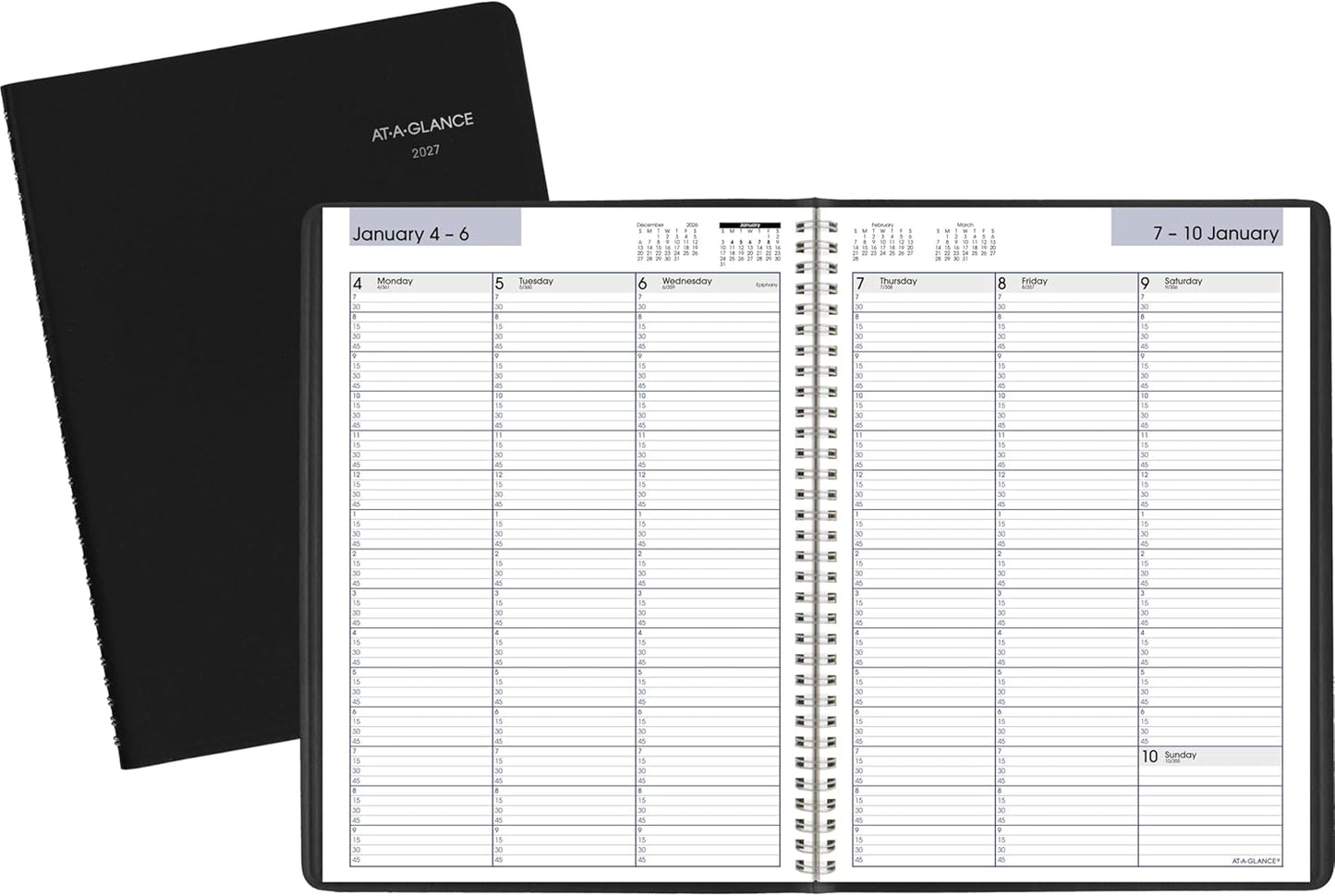 AT-A-GLANCE 2026 Appointment Book Planner, Weekly, 8" x 11", Large, Quarter-Hourly, DayMinder, Black (G5200026)