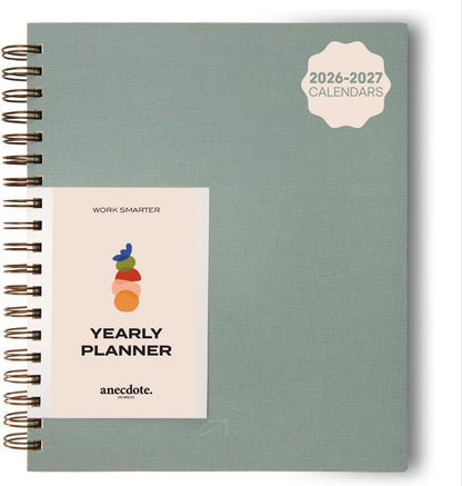 Anecdote Daily Planner w/ 2026-2027 Calendar | Start Anytime 26 Weeks Undated | 1 Page per Day | 8.5" x 5.2" | Hardcover To-Do List Organizer, Plan Your Success, Achieve Productivity Goals (Evergreen)