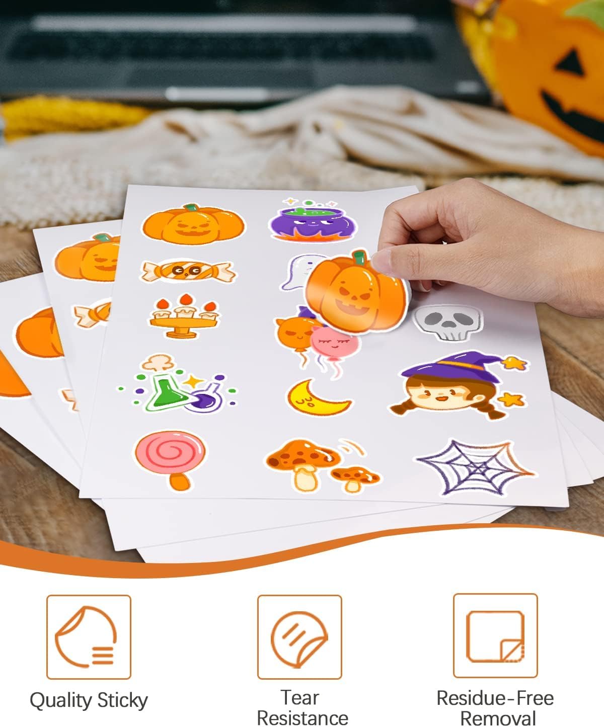 QYH Printable Vinyl Sticker Paper for Inkjet & Laser Printer - Matte White Waterproof, 50 Sheets Vivid Colors, Compatible with Cricut, Silhouette, Ideal for Small Business & DIY- 8.5"x11"