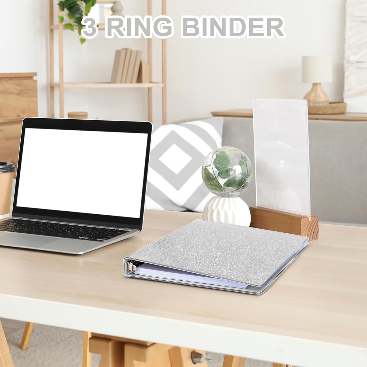 EYROZILL 3 Ring Binders 1 Inch Round Rings Binder Gold Binder Holds 8.5" x 11" Letter Size 300 Sheets, Waterproof, Gold