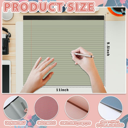 gisgfim 4 Pack 11" x 9.5" Legal Pads College Ruled Notepad Landscape Notebook 80 GSM Horizontal Lined Notebook Writing Pads Aesthetic Legal Pad for School Office Business (Pastel)