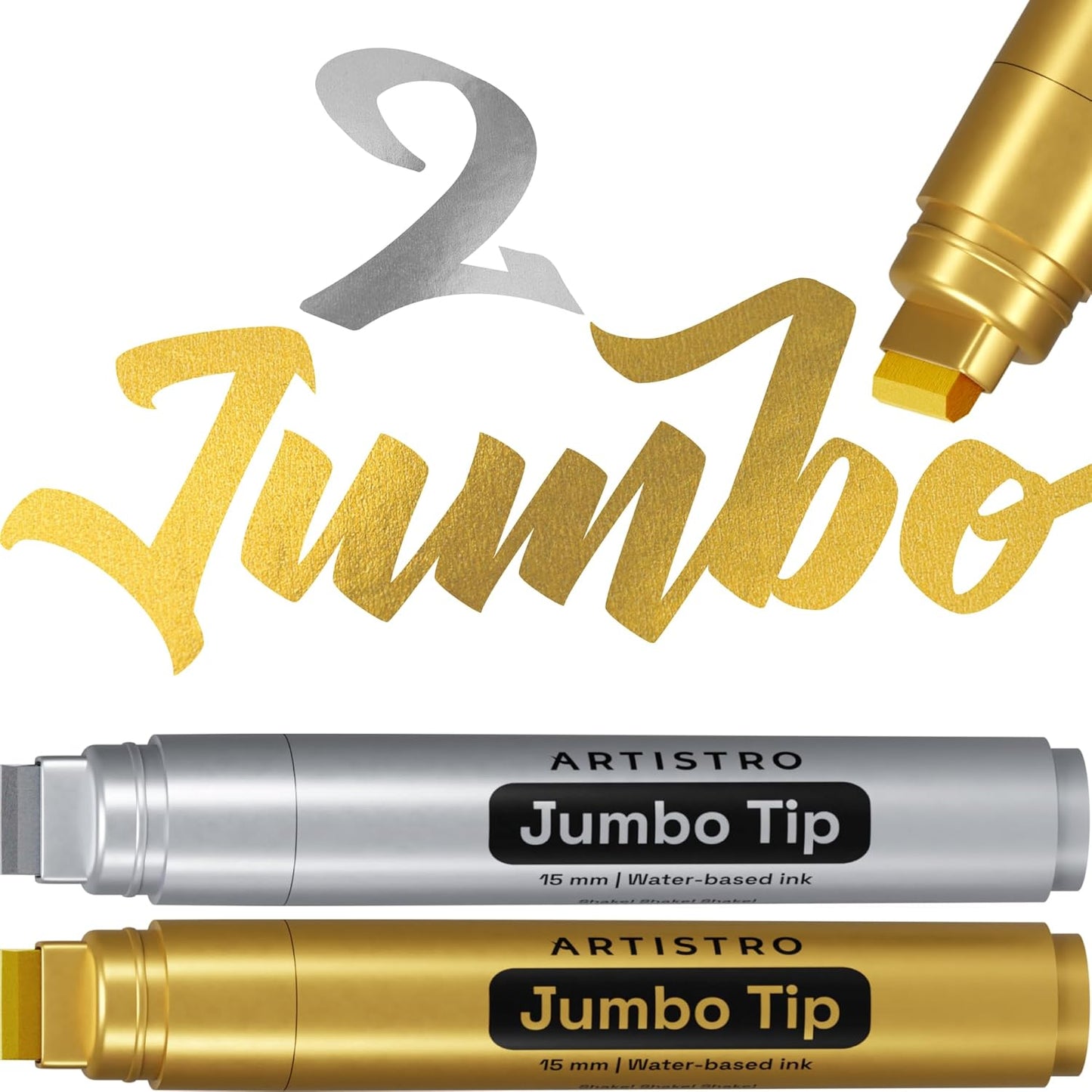 ARTISTRO 2 Gold Acrylic Paint Markers - 0.7mm Extra Fine-Tip Metallic Paint Pens - Perfect for Crafting, Art Projects, & More