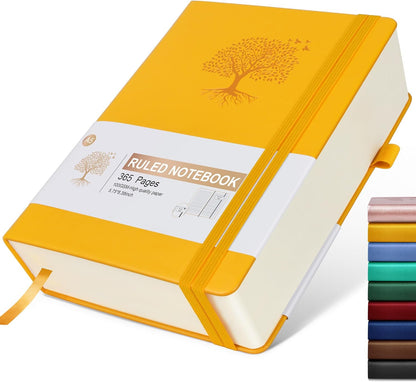 Lined Journal Notebook -365 Pages A5 Thick Journals for Writing Ruled Notebook, Hardcover Leather Journal for Women Men Daily Journal Notebook for Work, Note Taking, 100Gsm Lined Paper( 5.75'' X 8.38'' Green)