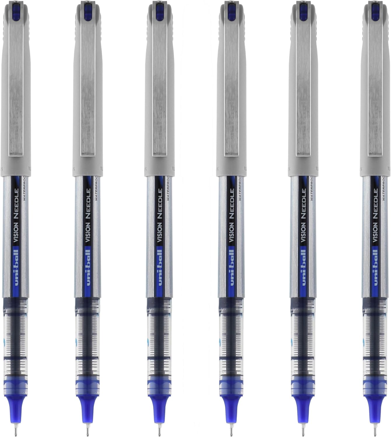 uniball Vision Needle Rollerball Pen, Fine Point (0.7mm), Red Ink, 6 Pens