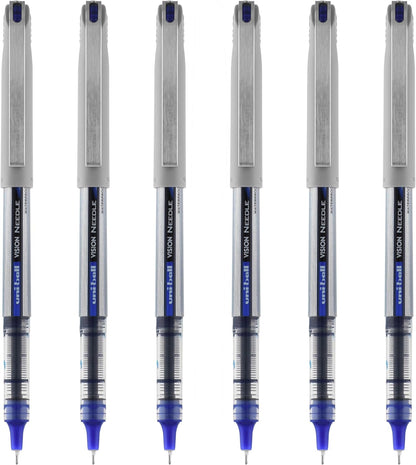 uniball Vision Needle Rollerball Pen, Fine Point (0.7mm), Red Ink, 6 Pens