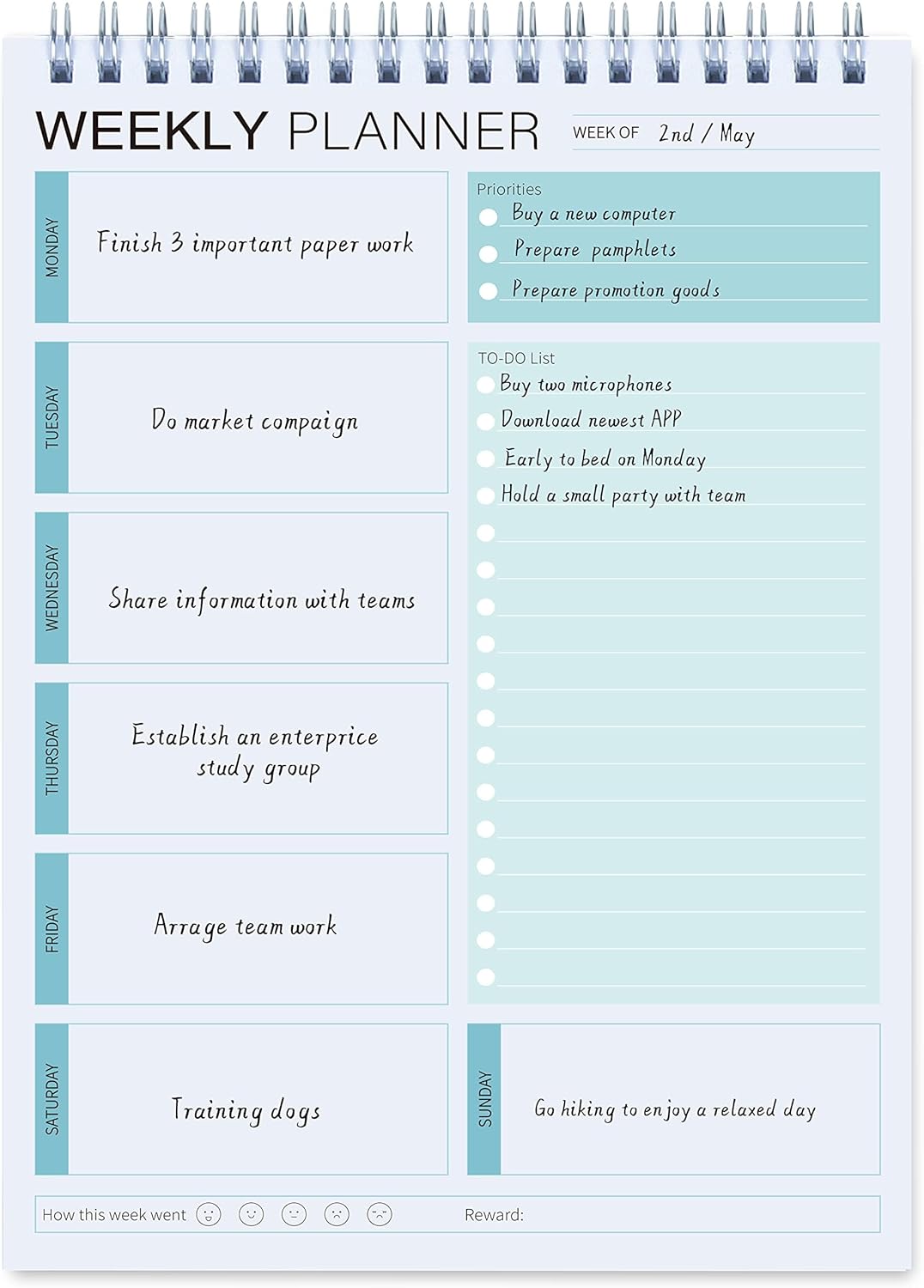 Weekly Planner Notepad,Spiral To Do List Undated Planning Pad, Weekly Organizer for Students, Weekly Agenda for Work & Daily Life, 52 Sheets, 6.5 x 9.8 in (Green)