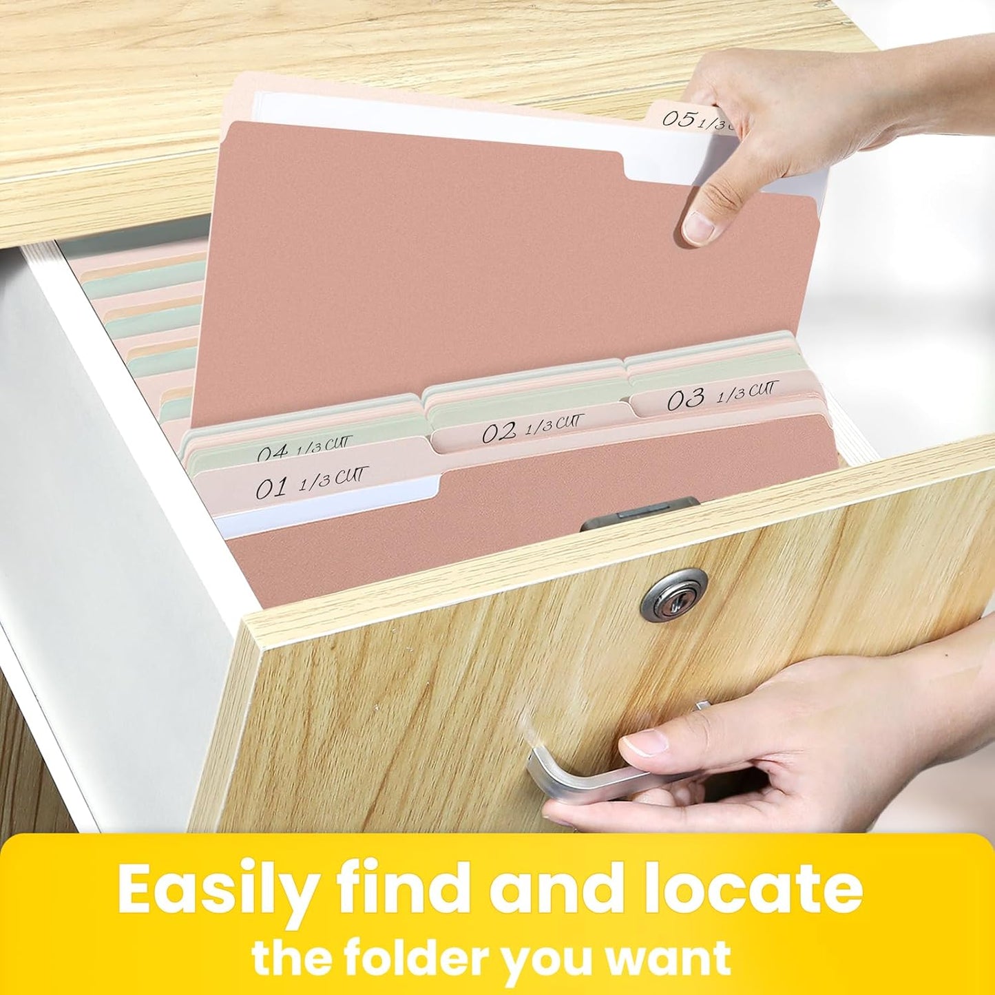 SUNEE Manilla Folders Letter Size (8.5 x 11 inches), 250 Per Box, 1/3 Cut Tab for Easy Labeling and Organization, Durable Standard Paper for Home, Office, School Filing