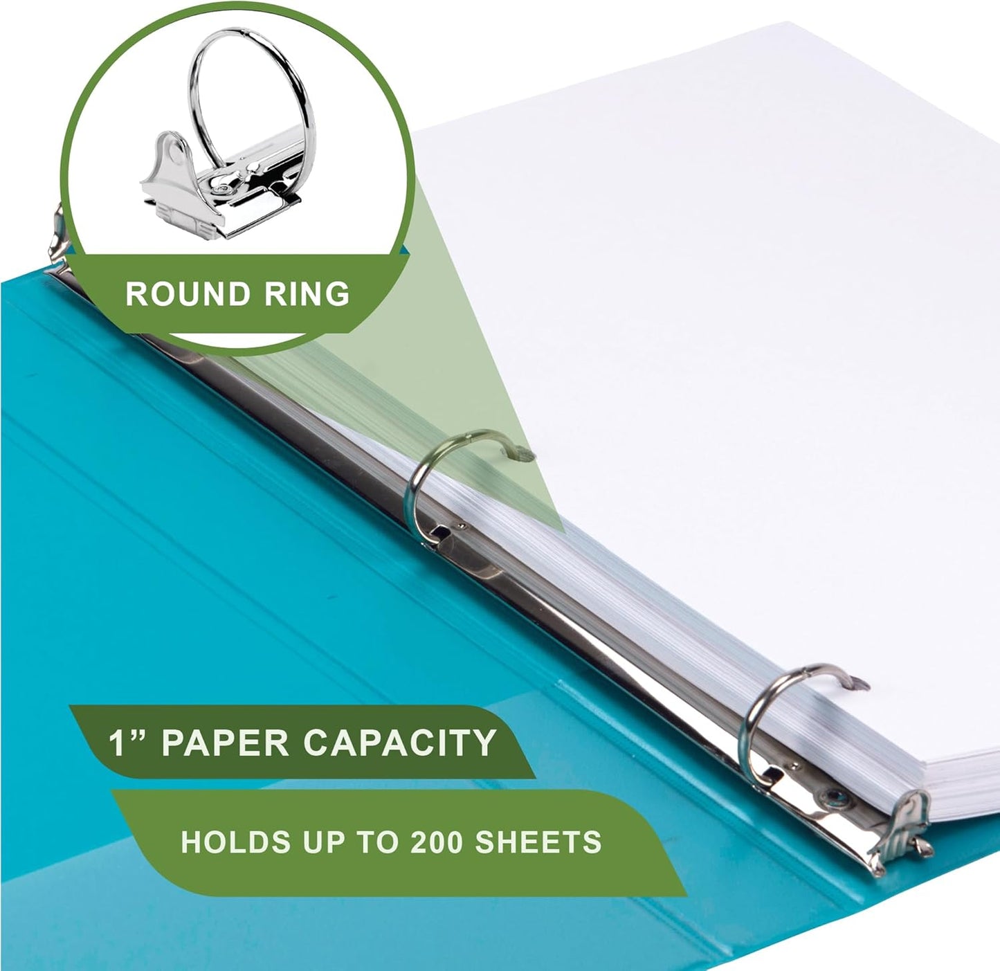 Samsill Plant-Based 2 Inch Durable Round Ring, View Binder, Eco-Friendly, USDA Certified Biobased, Single, Turquoise