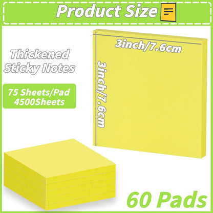 100 Pack Sticky Notes Bulk 3 x 3 in Self-Stick Note Pads Colorful Posted Note in 20 Colors Adhesive Paper Memo 50 Sheets/Pad Easy to Post for Office Home School Meetings Notebook Wall Door Window