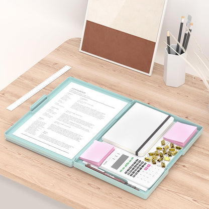 Rimilak Plastic Clipboard with Storage, Side Opening with 2 Compartment, Size 13.3 x 9.4 x 1.5 Heavy Duty High Capacity Nursing Box for Work School & Office Supplies, Black