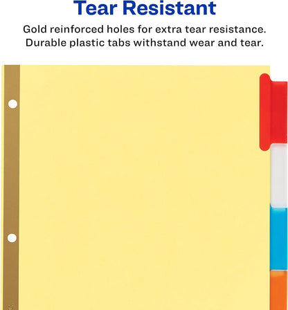 Avery Binder Dividers - 5-Tab Insertable Multicolor Big Tabs for Binders, 1 Set of Dividers (11109)