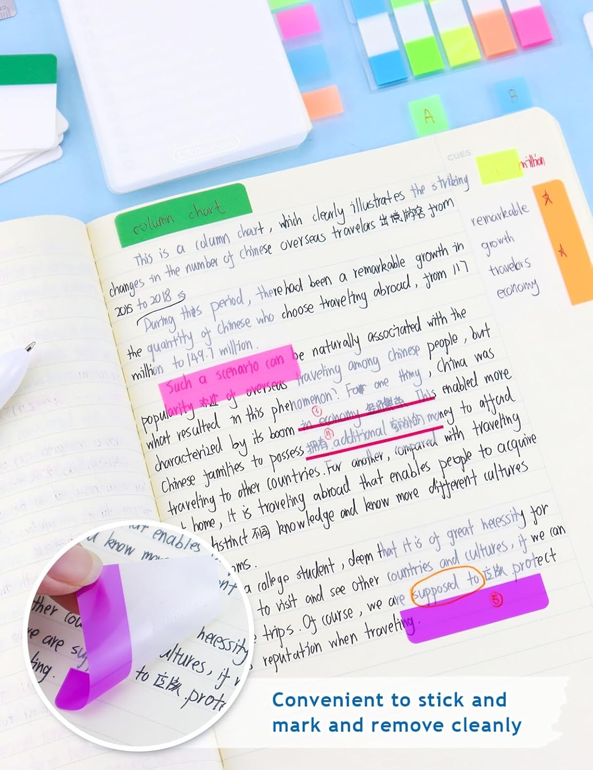 500 Pcs Sticky Page Tabs, Book Tabs Writable, 2 Inch Sticky Index Tab for Notebooks
