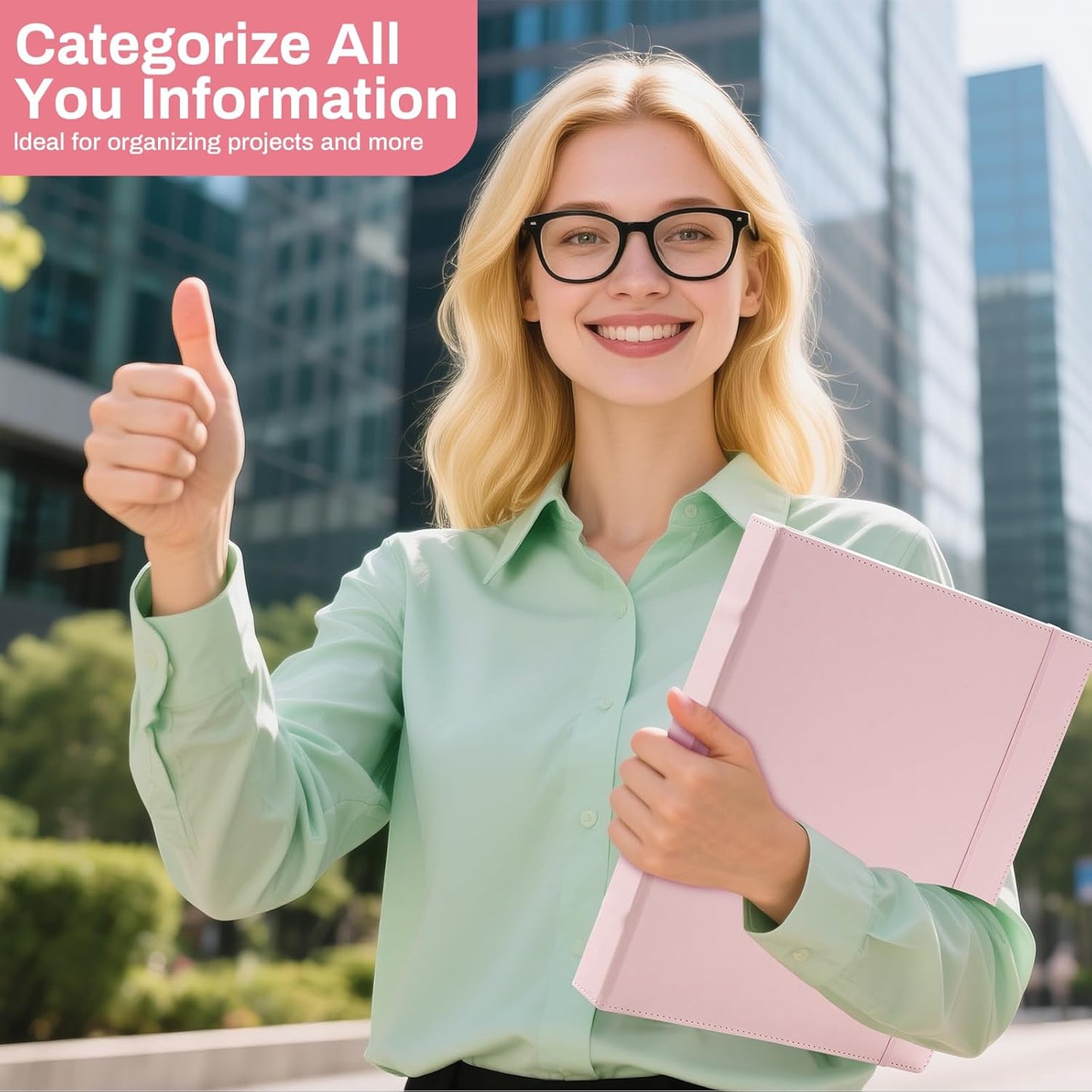 Aesthetic 3 Ring Binder 1 Inch Cute Three Round Rings Binders with Dividers Suitable for 8.5 x 11 Letter Size Paper Loose Leaf Binder with 2 Pockets for School Work