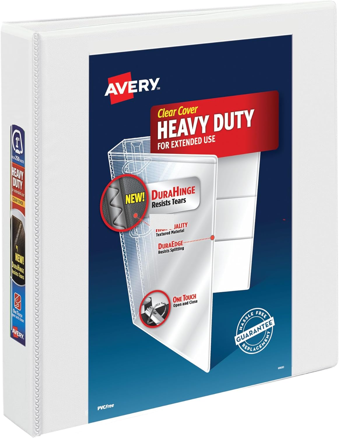 Avery Heavy-Duty View 3 Ring Binder, 3" One Touch EZD Rings, 670-Sheet Capacity, 3.5 Inch Wide Spine, Great for Home, School Supplies, Office, or Organization Needs, 1 White Binder (79193)