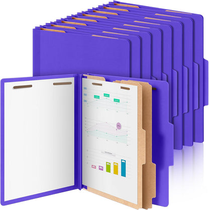 Skyygemm 12 Pcs Classification Folders Letter Size Bulk - 2 Dividers Pressboard File Folder with 3. 5 Inch Expansion, 2 Prongs Fastener, Heavy Duty Office File Organizer for Teacher Medical (Hot Pink)