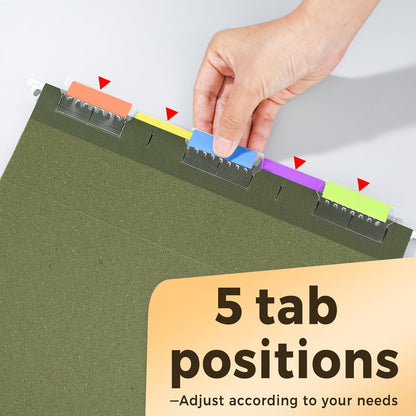 SUNEE Hanging File Folders, 25 Pack Reinforced Hang Folders Letter Size, Adjustable 1/5-Cut Tabs, Designed for Bulky Files, Filing Cabinet, Standard Green