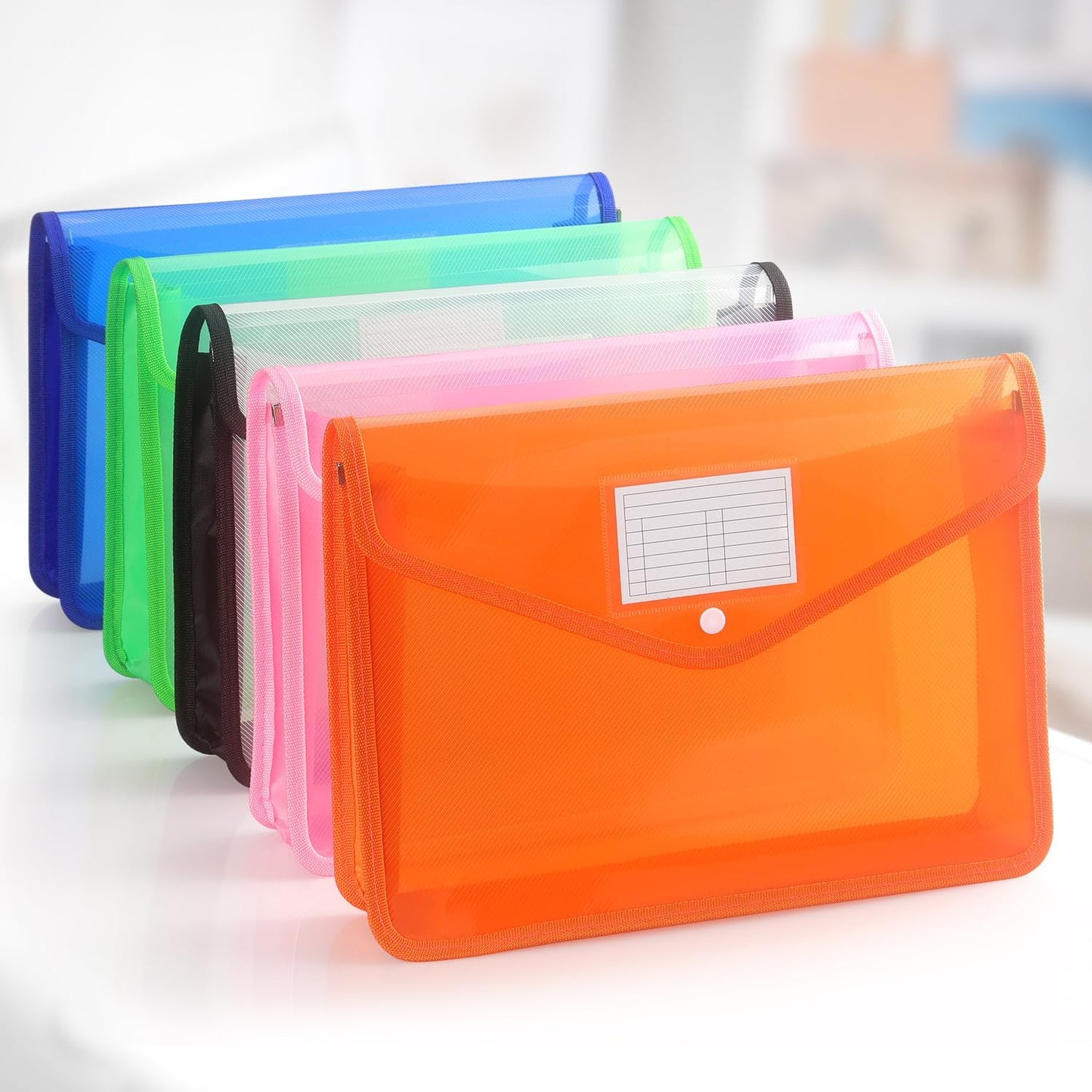 Plastic Expanding File Folder, Transparent envelopes with Snap Closure, No Dividers, Large Capacity, Fit Letter/A4 Size (Pink)
